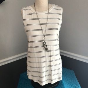 Black white stripe Miss Mee tank top